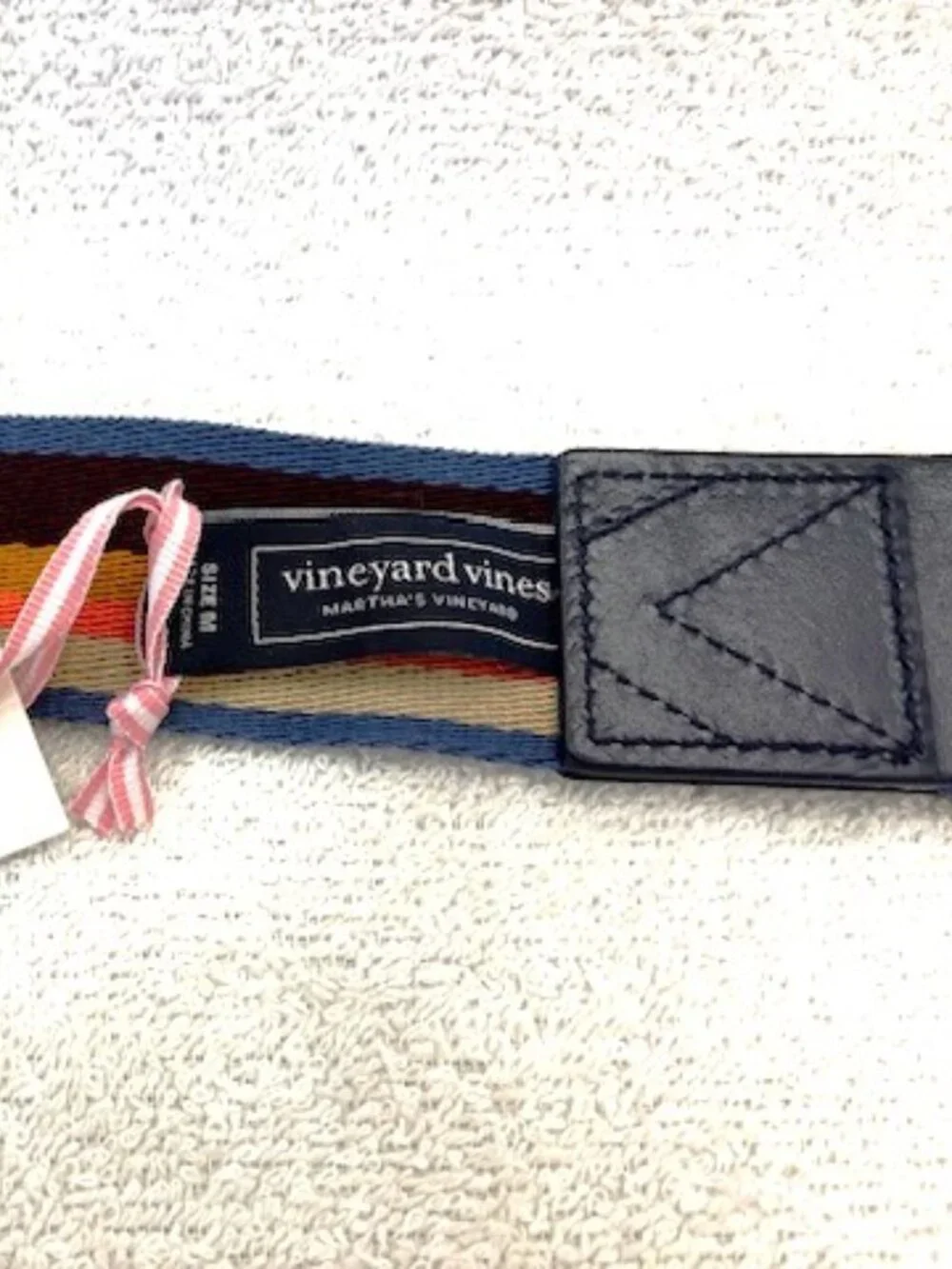 Vineyard Vines Heritage D-Ring striped belt in Crimson Size M